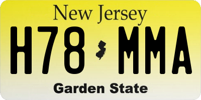 NJ license plate H78MMA