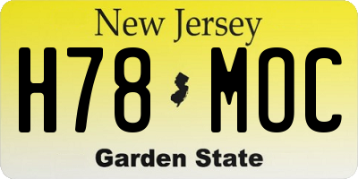 NJ license plate H78MOC