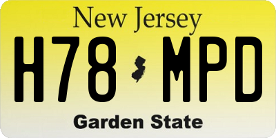 NJ license plate H78MPD