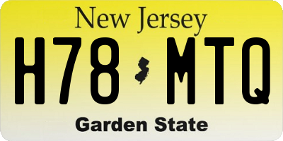 NJ license plate H78MTQ