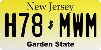 NJ license plate H78MWM