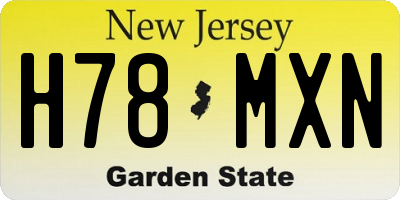 NJ license plate H78MXN