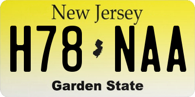 NJ license plate H78NAA