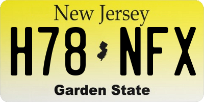 NJ license plate H78NFX