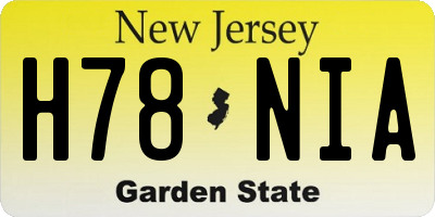 NJ license plate H78NIA