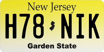NJ license plate H78NIK