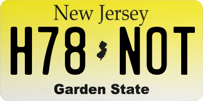 NJ license plate H78NOT