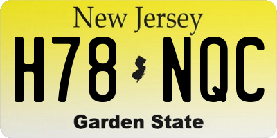 NJ license plate H78NQC