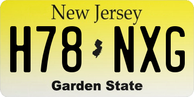 NJ license plate H78NXG