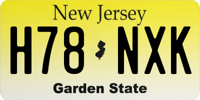NJ license plate H78NXK