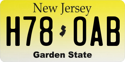 NJ license plate H78OAB