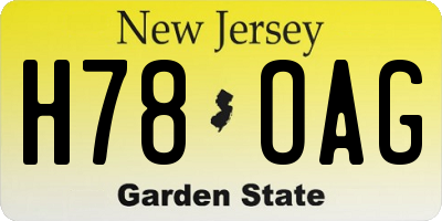 NJ license plate H78OAG