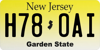 NJ license plate H78OAI