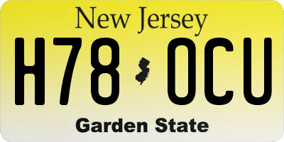 NJ license plate H78OCU