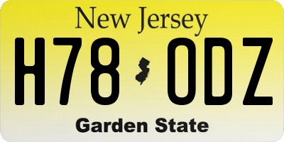 NJ license plate H78ODZ