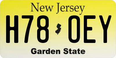 NJ license plate H78OEY