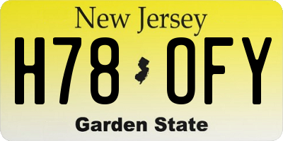 NJ license plate H78OFY