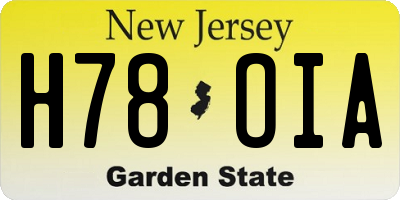 NJ license plate H78OIA