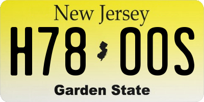 NJ license plate H78OOS