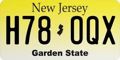 NJ license plate H78OQX