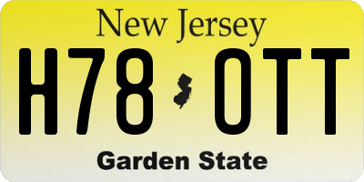 NJ license plate H78OTT