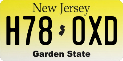 NJ license plate H78OXD