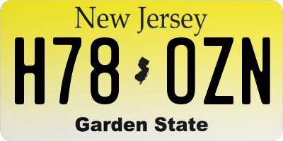 NJ license plate H78OZN