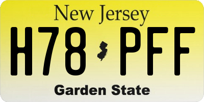 NJ license plate H78PFF