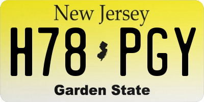 NJ license plate H78PGY