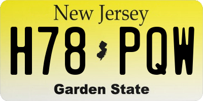 NJ license plate H78PQW
