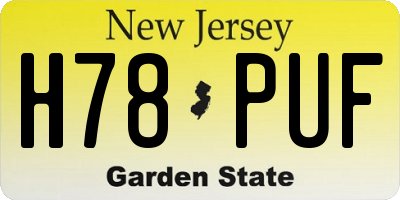 NJ license plate H78PUF