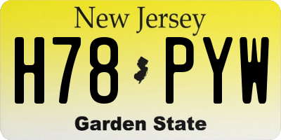 NJ license plate H78PYW