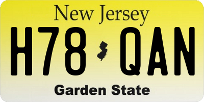 NJ license plate H78QAN