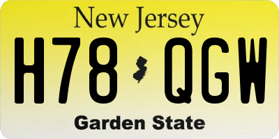 NJ license plate H78QGW