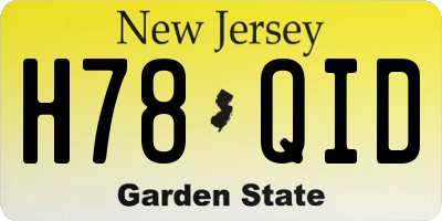 NJ license plate H78QID