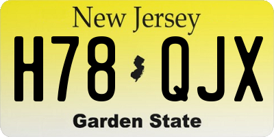 NJ license plate H78QJX