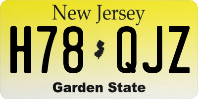 NJ license plate H78QJZ