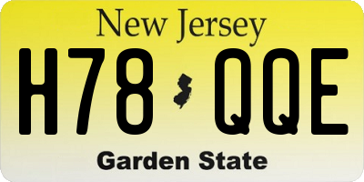 NJ license plate H78QQE