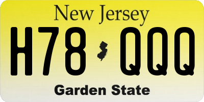 NJ license plate H78QQQ