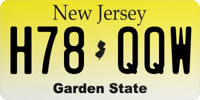 NJ license plate H78QQW