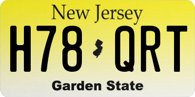 NJ license plate H78QRT