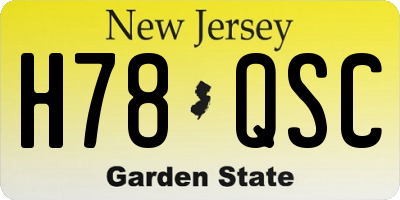 NJ license plate H78QSC