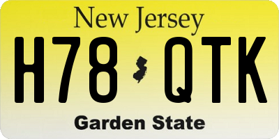 NJ license plate H78QTK