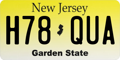 NJ license plate H78QUA