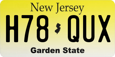 NJ license plate H78QUX