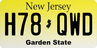 NJ license plate H78QWD