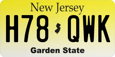NJ license plate H78QWK