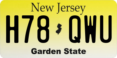 NJ license plate H78QWU