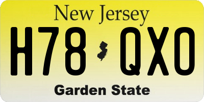 NJ license plate H78QXO