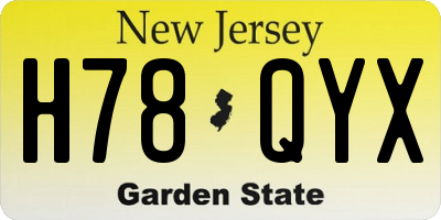 NJ license plate H78QYX